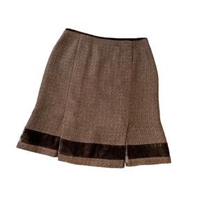 Rare~‎ Renato Nucci Tweed and Velvet Skirt~46~Made in Italy
